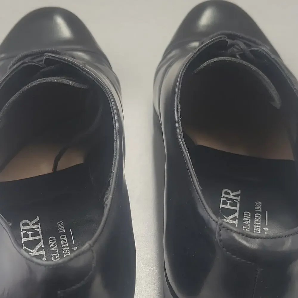 Barker Men’s 8 G Black Leather Cap Toe Lace-Up Oxford Dress Shoes Round Toe